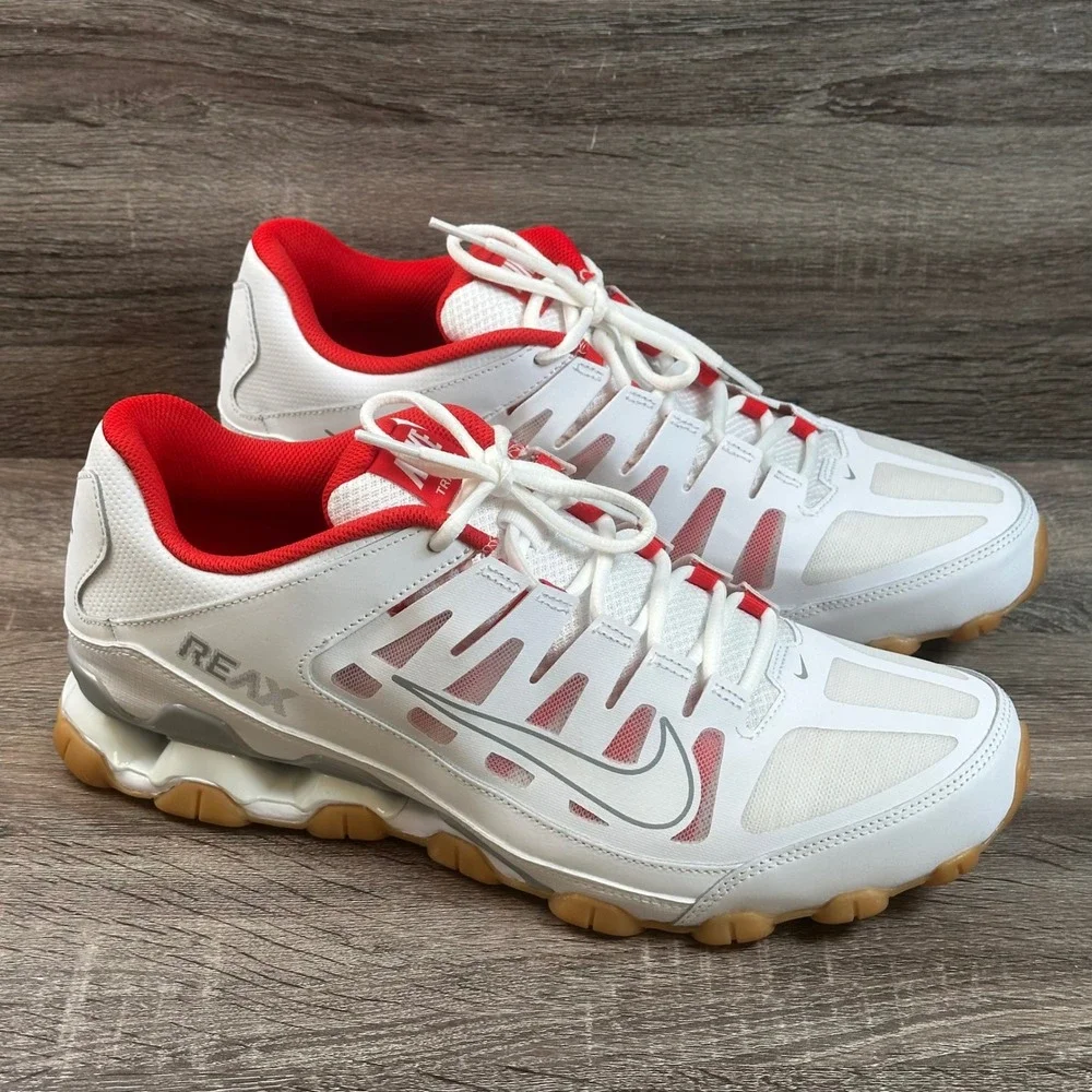 Nike Reax 8 TR Mesh Training Shoes Mens 12 White Wolf Gym Athletic Sport NEW